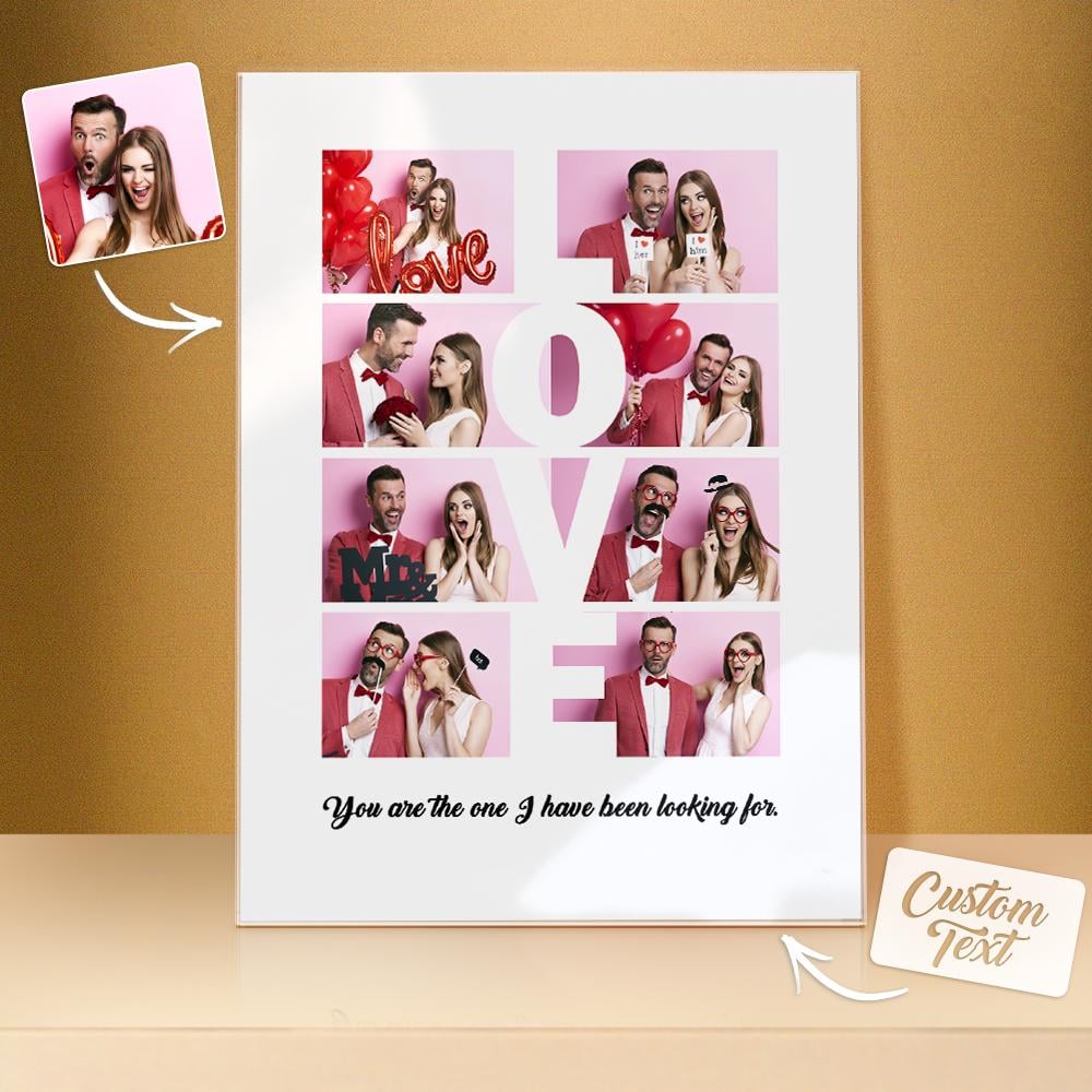 LOVE Custom 8 Photo Lamp Plauqe Romantic Personalized Home Decor - DigiVirt