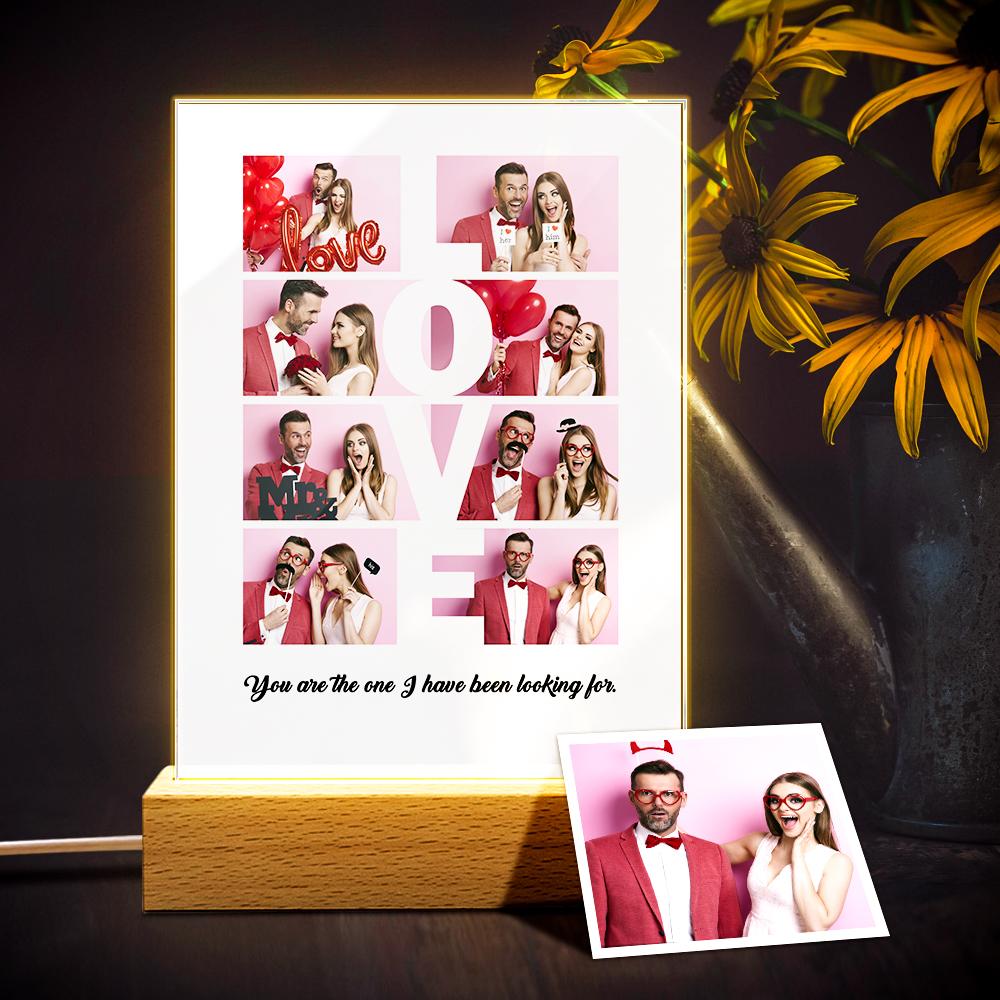 LOVE Custom 8 Photo Lamp Plauqe Romantic Personalized Home Decor - DigiVirt