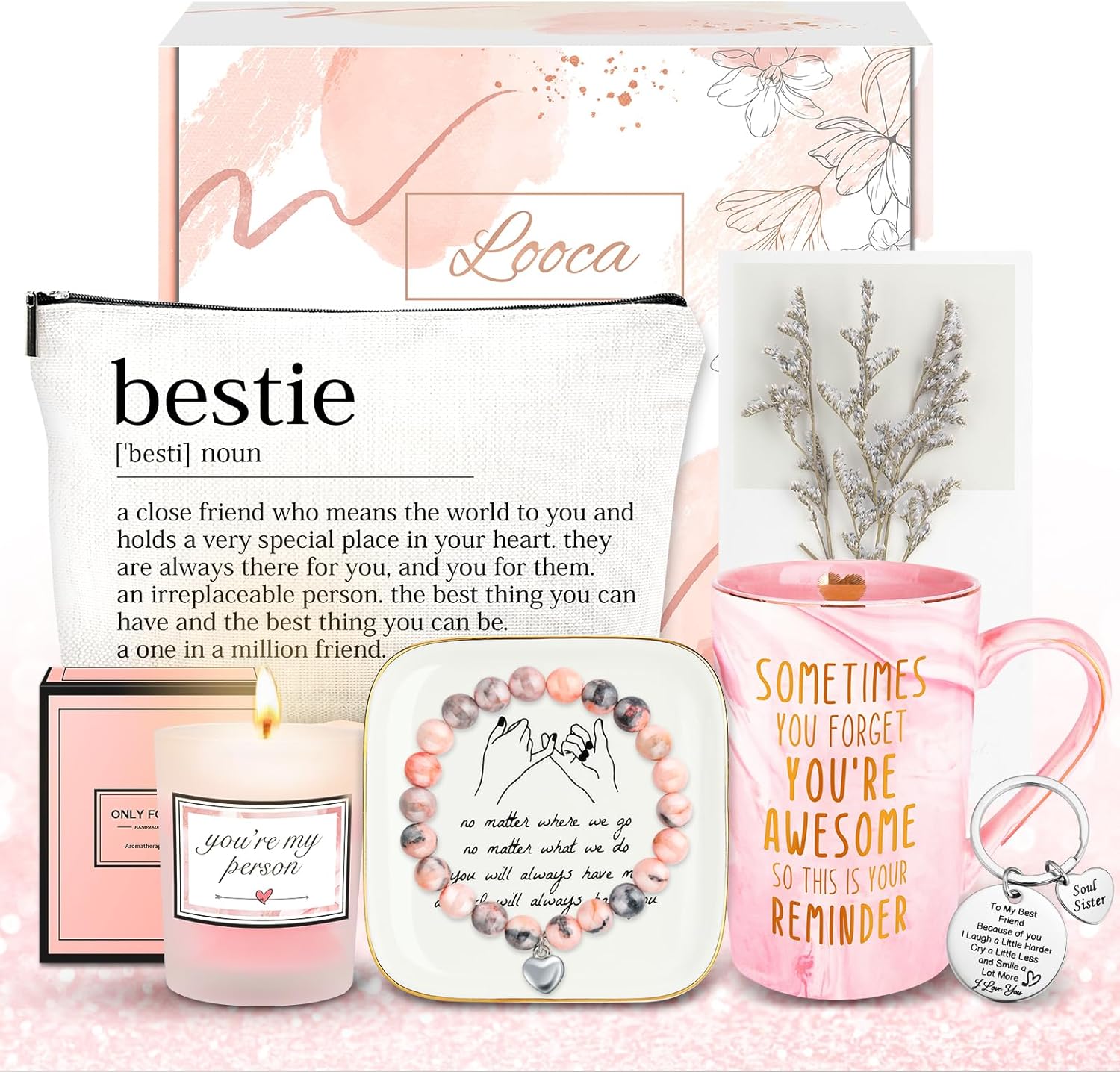 Looca Best Friend Birthday Gift Basket for Women - Unique Friendship Gifts for Bestie, BFF - DigiVirt