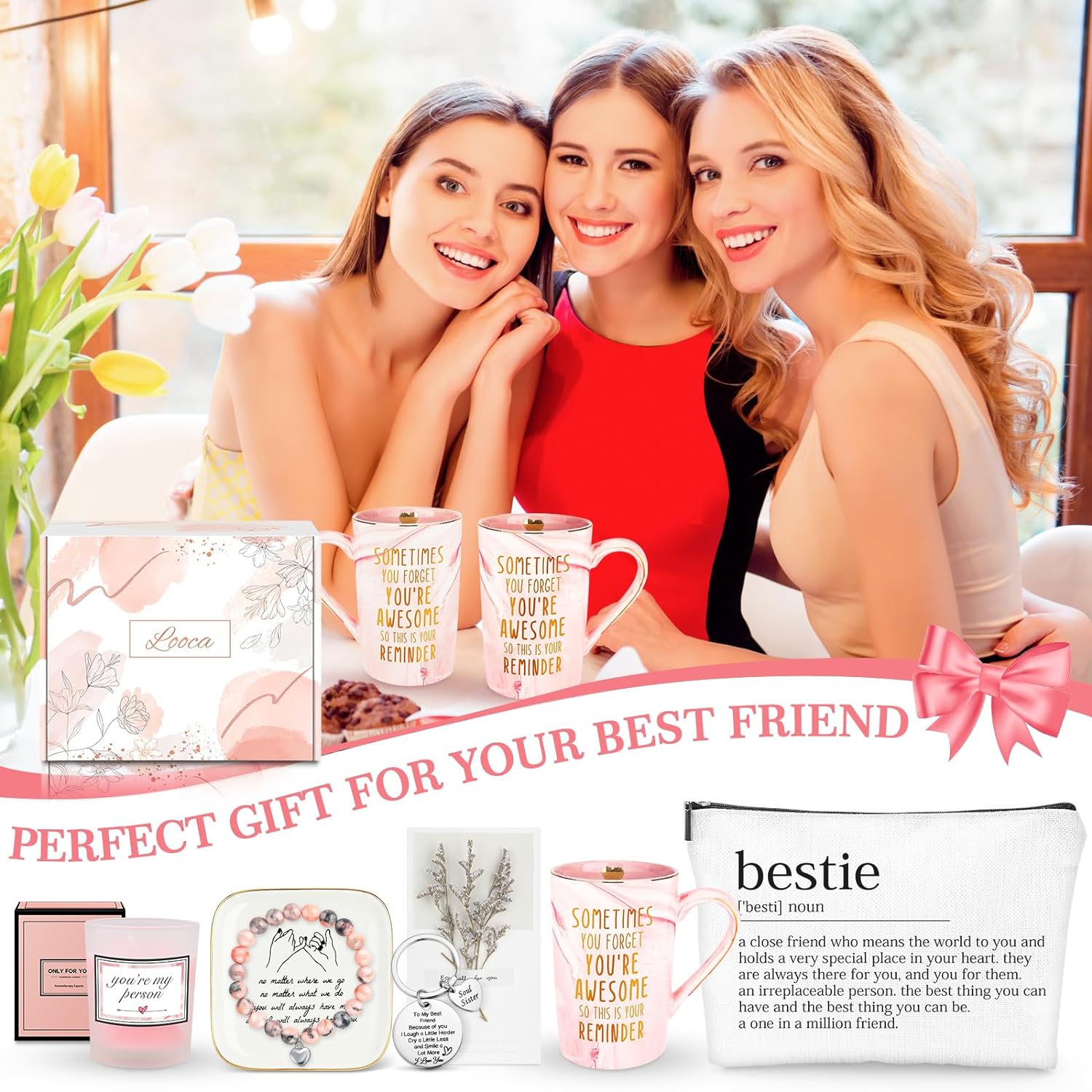 Looca Best Friend Birthday Gift Basket for Women - Unique Friendship Gifts for Bestie, BFF - DigiVirt