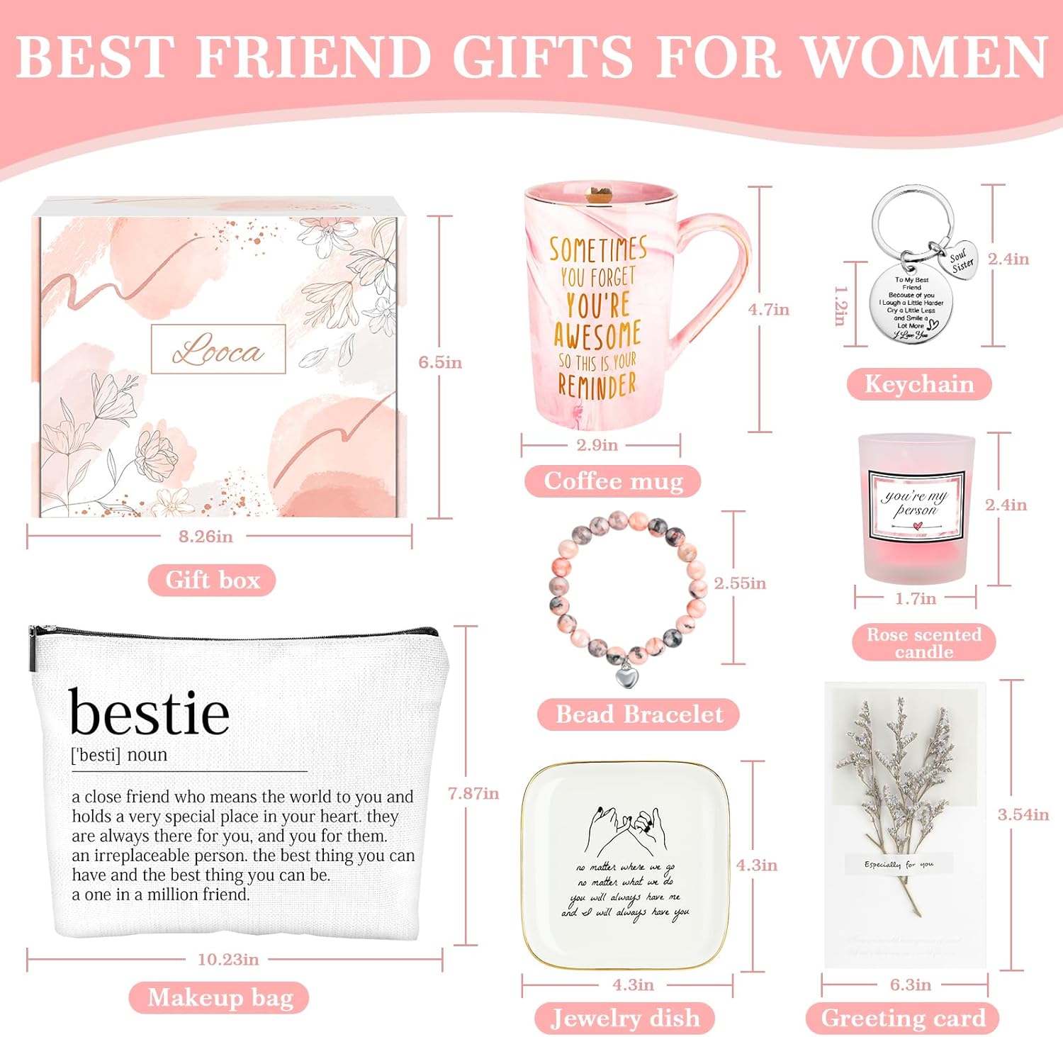 Looca Best Friend Birthday Gift Basket for Women - Unique Friendship Gifts for Bestie, BFF - DigiVirt