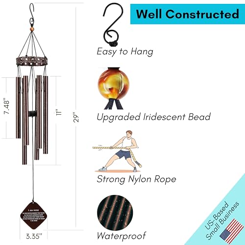 Memorial Wind Chimes - Sympathy Wind Chimes - Wind Chimes for Loss of Loved One - Wind Chimes for Loss of Loved One Prime - Grief Gifts - Soothing Tones - Bereavement - Bronze 29” - DigiVirt