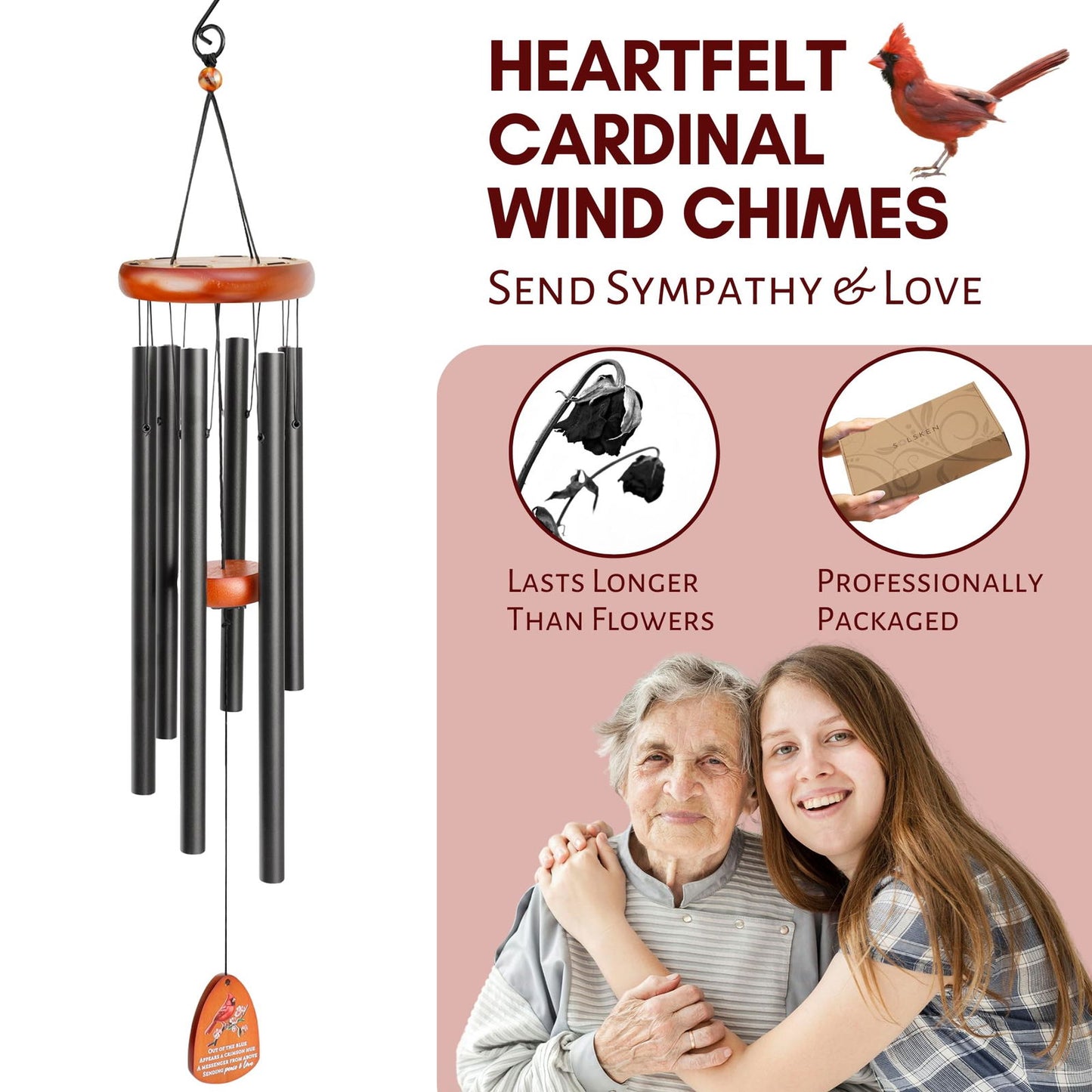 Memorial Wind Chimes - Sympathy Wind Chimes - Wind Chimes for Loss of Loved One - Wind Chimes for Loss of Loved One Prime - Grief Gifts - Soothing Tones - Bereavement - Bronze 29” - DigiVirt