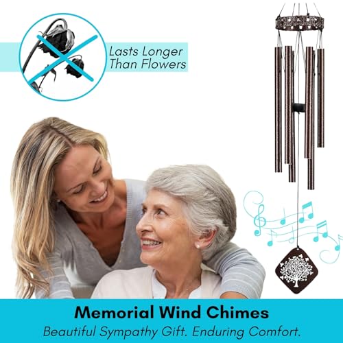 Memorial Wind Chimes - Sympathy Wind Chimes - Wind Chimes for Loss of Loved One - Wind Chimes for Loss of Loved One Prime - Grief Gifts - Soothing Tones - Bereavement - Bronze 29” - DigiVirt