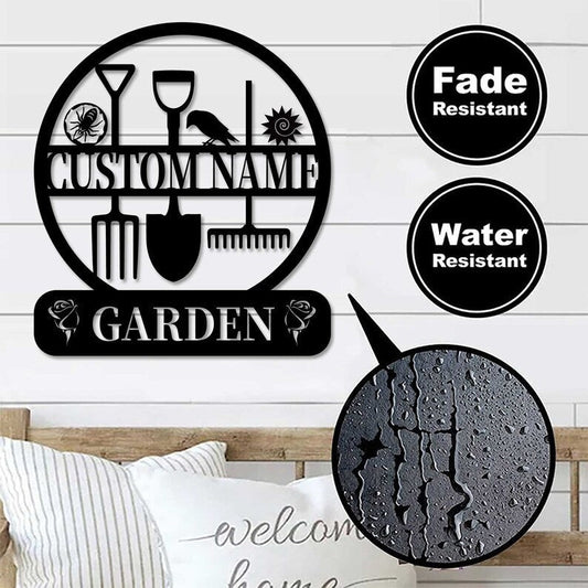 Metal Signage Garden Tools Metal Wall Art Custom name Outdoor House Signage Gardening Gifts - DigiVirt