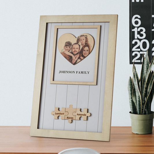 Mothers Day Frames Personalised Gift for Family Wooden Heart Photo Frame - DigiVirt