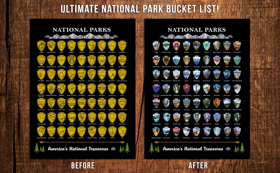 National Parks Scratch Off Map of United States Poster [Charcoal Grey], ALL 63 Parks, US Travel Map Print, USA Gift for Travelers Road Trip Adventure Journal, Fits 12”x16” frame by Bright Standards - DigiVirt