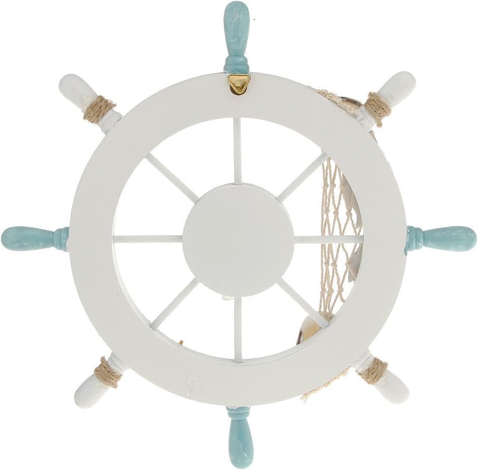 Nautical Beach Wooden Boat Ship Steering Wheel Fishing Net Shell Home Wall Decor White - Fish - DigiVirt
