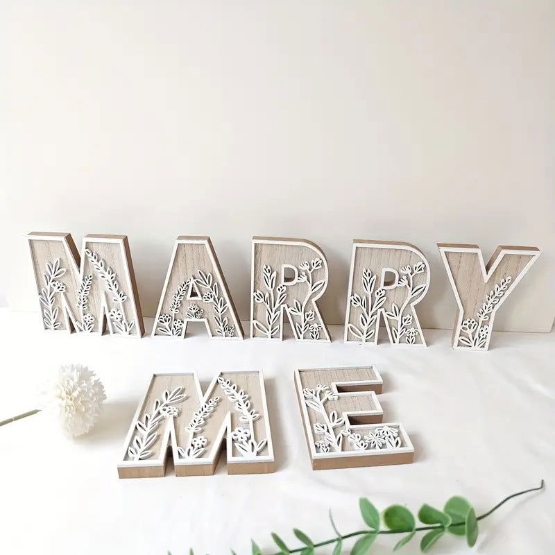 New Wood Decoration Carving Letter Ornaments Flower Pattern Design Home Crafts Ornaments Advanced Sense - DigiVirt