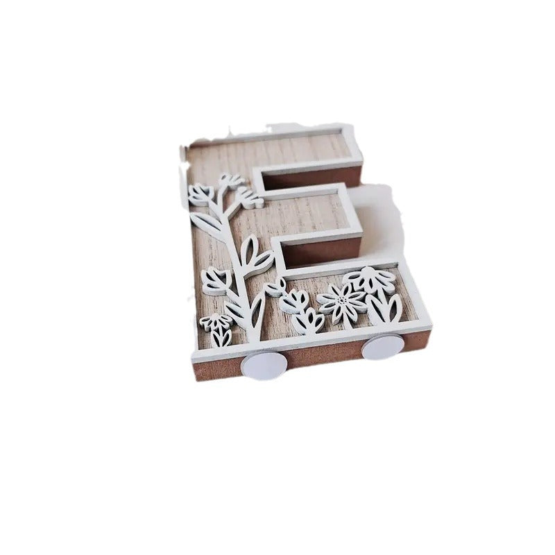 New Wood Decoration Carving Letter Ornaments Flower Pattern Design Home Crafts Ornaments Advanced Sense - DigiVirt