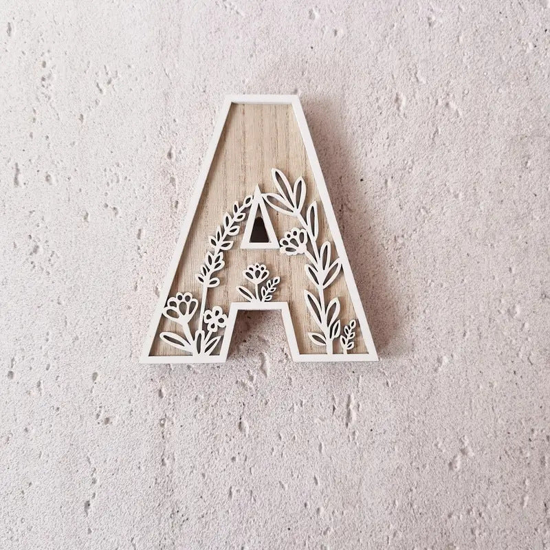 New Wood Decoration Carving Letter Ornaments Flower Pattern Design Home Crafts Ornaments Advanced Sense - DigiVirt