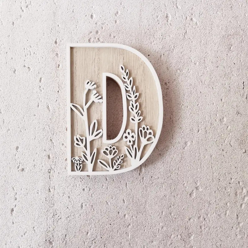 New Wood Decoration Carving Letter Ornaments Flower Pattern Design Home Crafts Ornaments Advanced Sense - DigiVirt