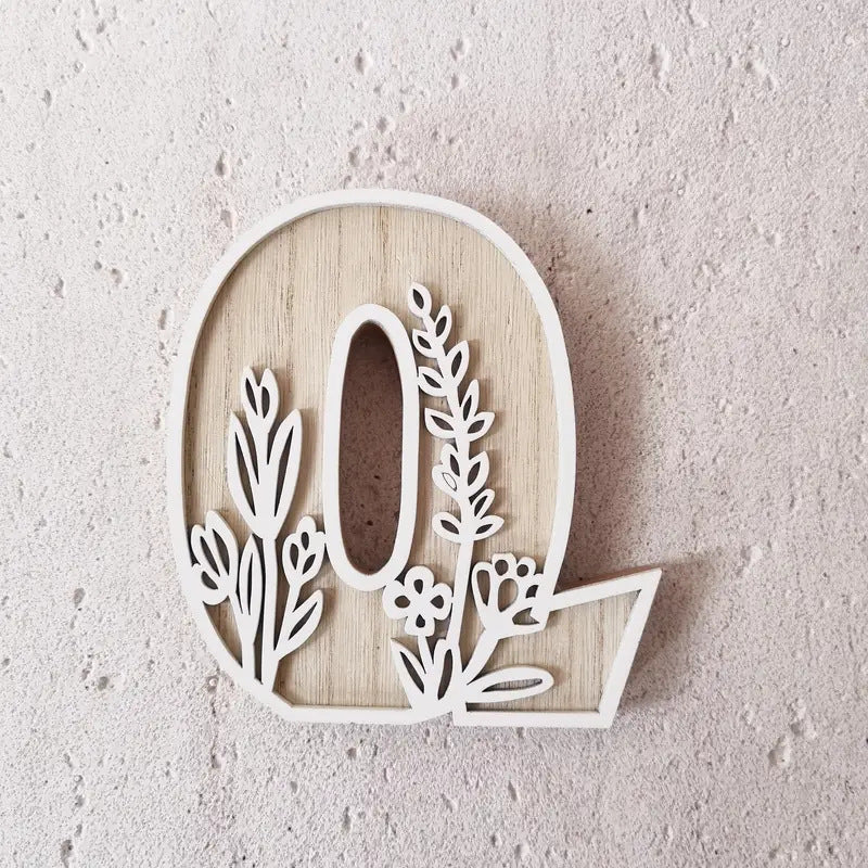 New Wood Decoration Carving Letter Ornaments Flower Pattern Design Home Crafts Ornaments Advanced Sense - DigiVirt
