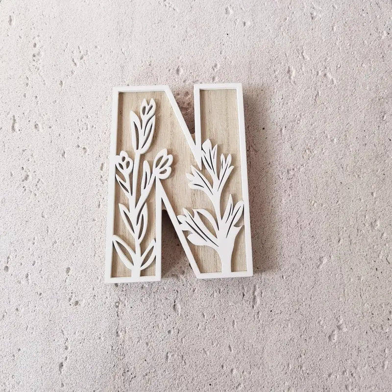 New Wood Decoration Carving Letter Ornaments Flower Pattern Design Home Crafts Ornaments Advanced Sense - DigiVirt