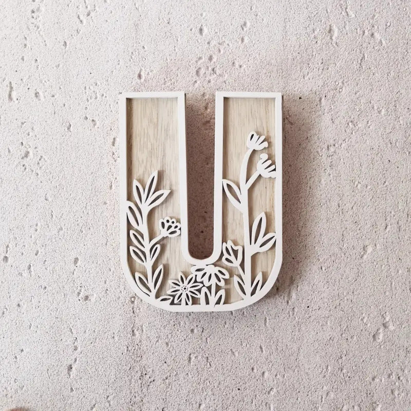 New Wood Decoration Carving Letter Ornaments Flower Pattern Design Home Crafts Ornaments Advanced Sense - DigiVirt