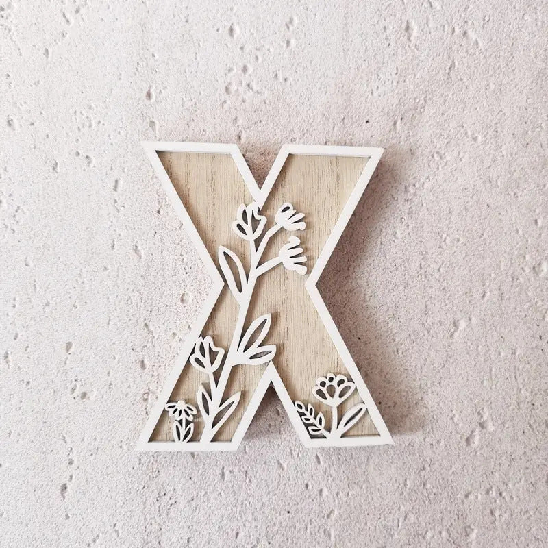 New Wood Decoration Carving Letter Ornaments Flower Pattern Design Home Crafts Ornaments Advanced Sense - DigiVirt