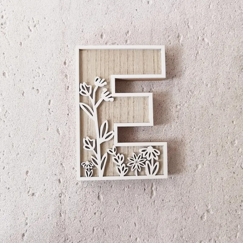New Wood Decoration Carving Letter Ornaments Flower Pattern Design Home Crafts Ornaments Advanced Sense - DigiVirt
