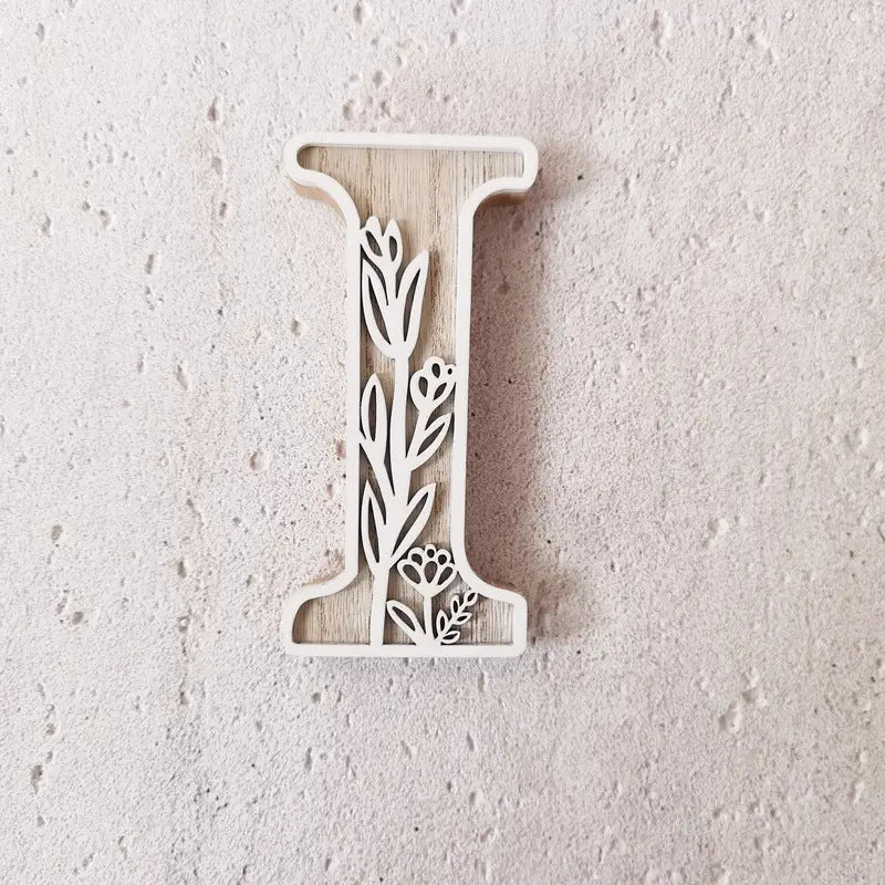 New Wood Decoration Carving Letter Ornaments Flower Pattern Design Home Crafts Ornaments Advanced Sense - DigiVirt