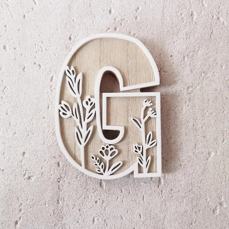 New Wood Decoration Carving Letter Ornaments Flower Pattern Design Home Crafts Ornaments Advanced Sense - DigiVirt