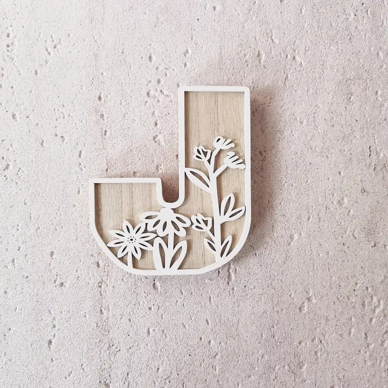 New Wood Decoration Carving Letter Ornaments Flower Pattern Design Home Crafts Ornaments Advanced Sense - DigiVirt