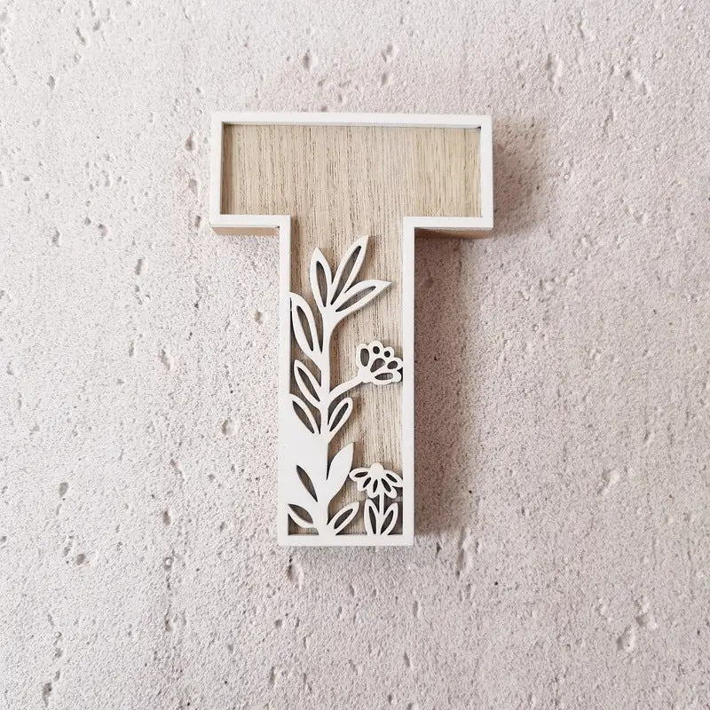 New Wood Decoration Carving Letter Ornaments Flower Pattern Design Home Crafts Ornaments Advanced Sense - DigiVirt