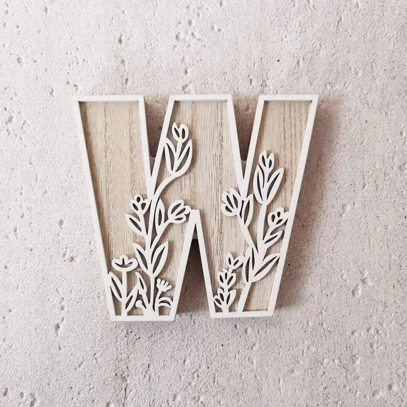 New Wood Decoration Carving Letter Ornaments Flower Pattern Design Home Crafts Ornaments Advanced Sense - DigiVirt