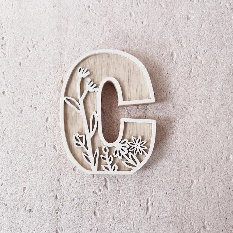 New Wood Decoration Carving Letter Ornaments Flower Pattern Design Home Crafts Ornaments Advanced Sense - DigiVirt