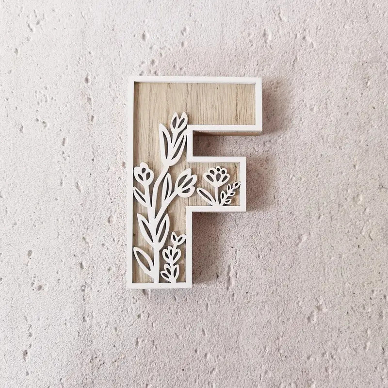 New Wood Decoration Carving Letter Ornaments Flower Pattern Design Home Crafts Ornaments Advanced Sense - DigiVirt