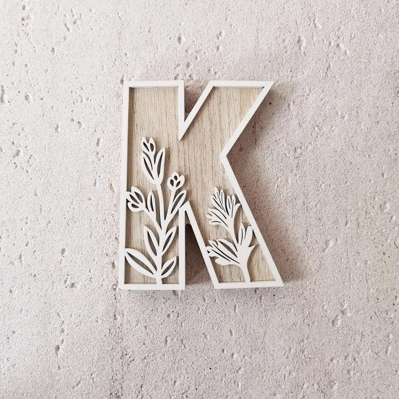 New Wood Decoration Carving Letter Ornaments Flower Pattern Design Home Crafts Ornaments Advanced Sense - DigiVirt