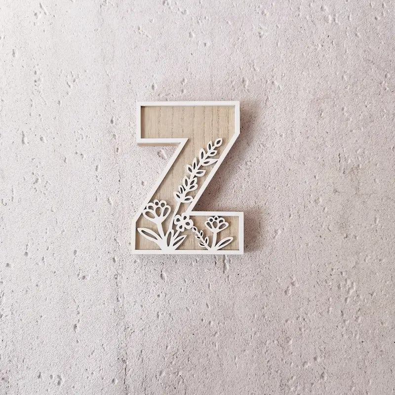 New Wood Decoration Carving Letter Ornaments Flower Pattern Design Home Crafts Ornaments Advanced Sense - DigiVirt