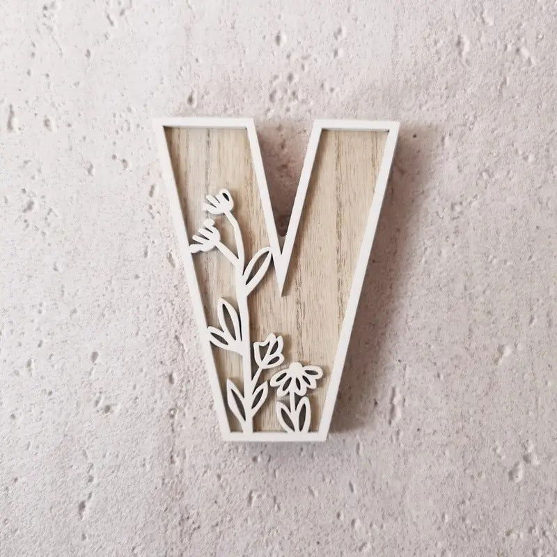 New Wood Decoration Carving Letter Ornaments Flower Pattern Design Home Crafts Ornaments Advanced Sense - DigiVirt