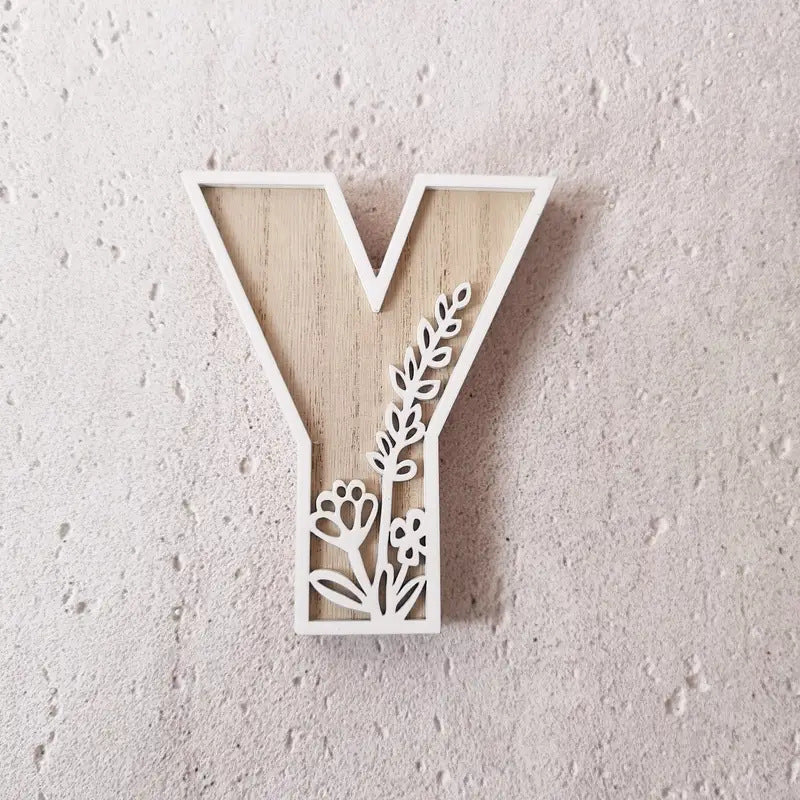 New Wood Decoration Carving Letter Ornaments Flower Pattern Design Home Crafts Ornaments Advanced Sense - DigiVirt