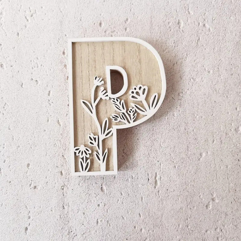 New Wood Decoration Carving Letter Ornaments Flower Pattern Design Home Crafts Ornaments Advanced Sense - DigiVirt