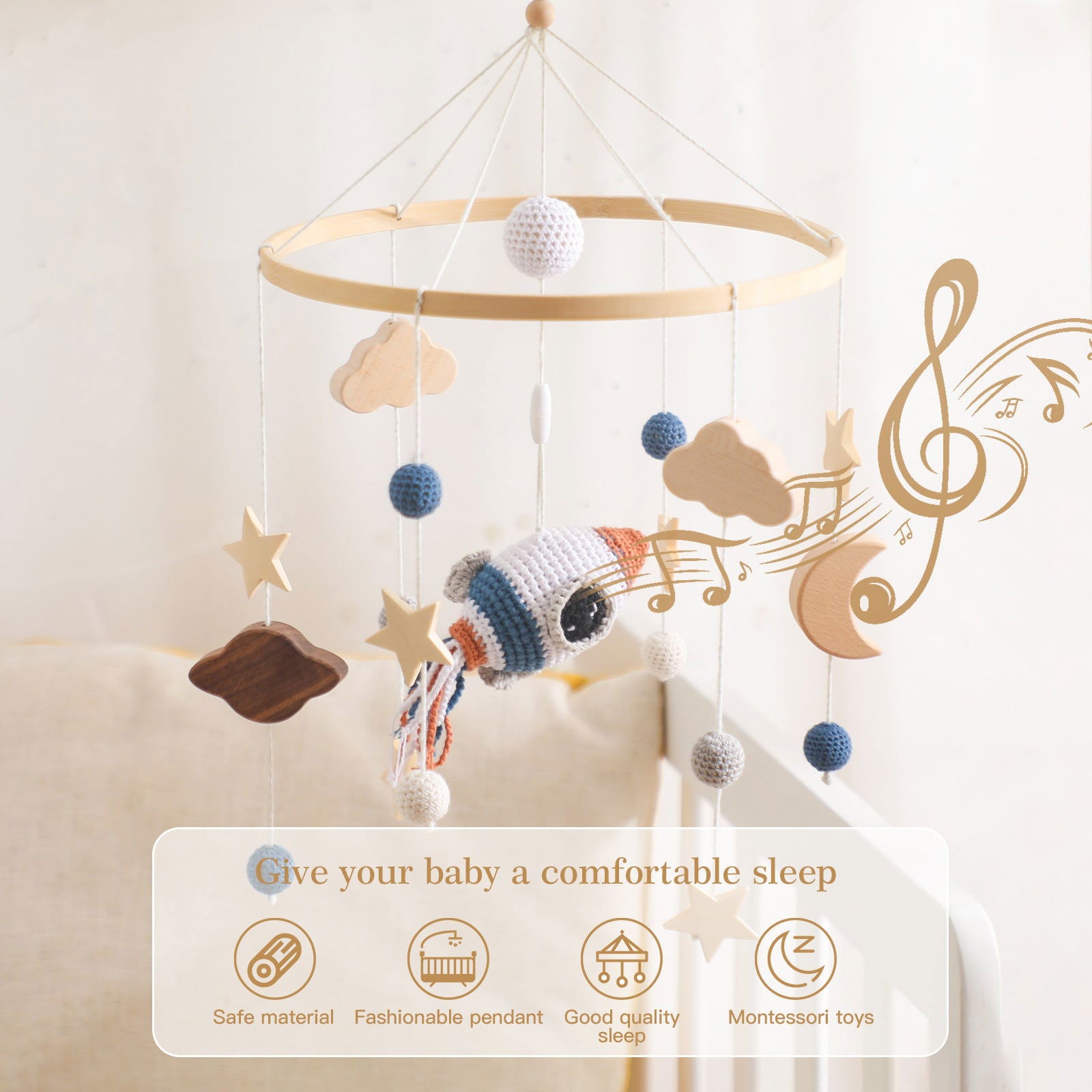 Nordic Style Children&#039;s Room Crochet Ornaments Newborn Baby Crib Ornaments Hand Eye Coordination Crochet Doll Bed Bell - DigiVirt