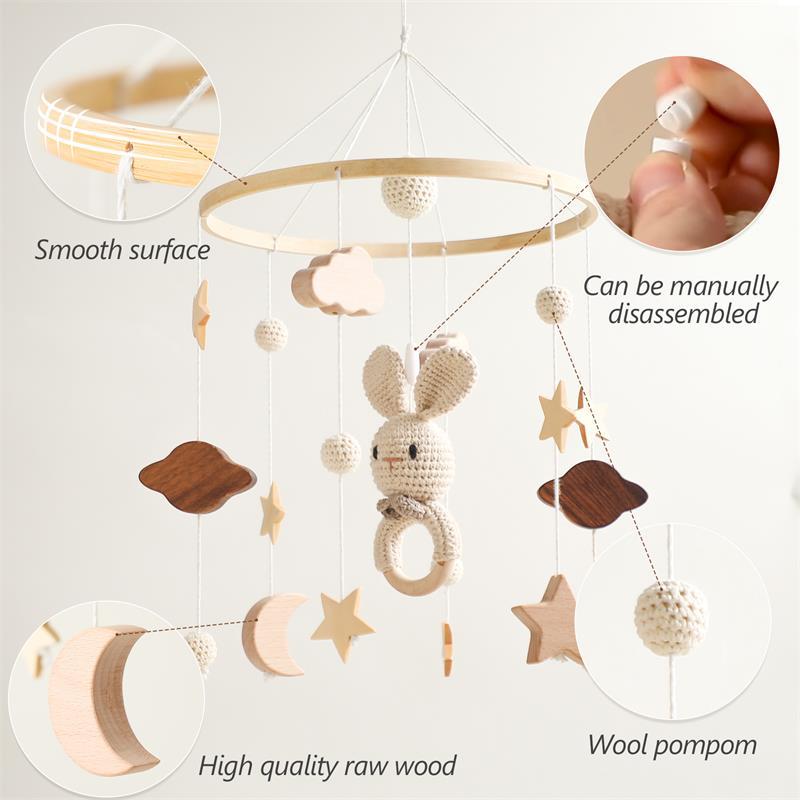 Nordic Style Children&#039;s Room Crochet Ornaments Newborn Baby Crib Ornaments Hand Eye Coordination Crochet Doll Bed Bell - DigiVirt