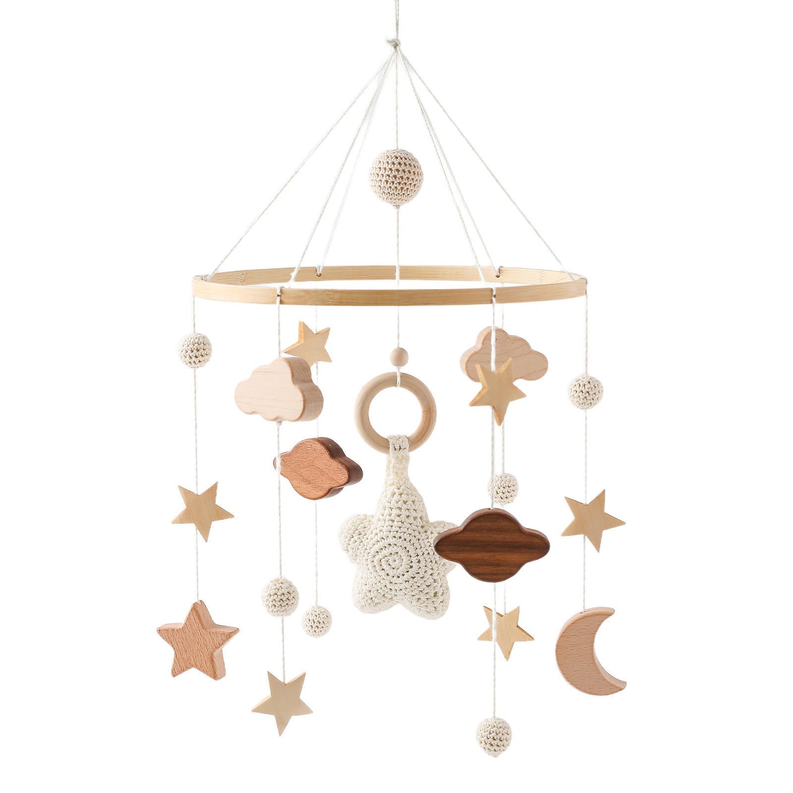 Nordic Style Children&#039;s Room Crochet Ornaments Newborn Baby Crib Ornaments Hand Eye Coordination Crochet Doll Bed Bell - DigiVirt