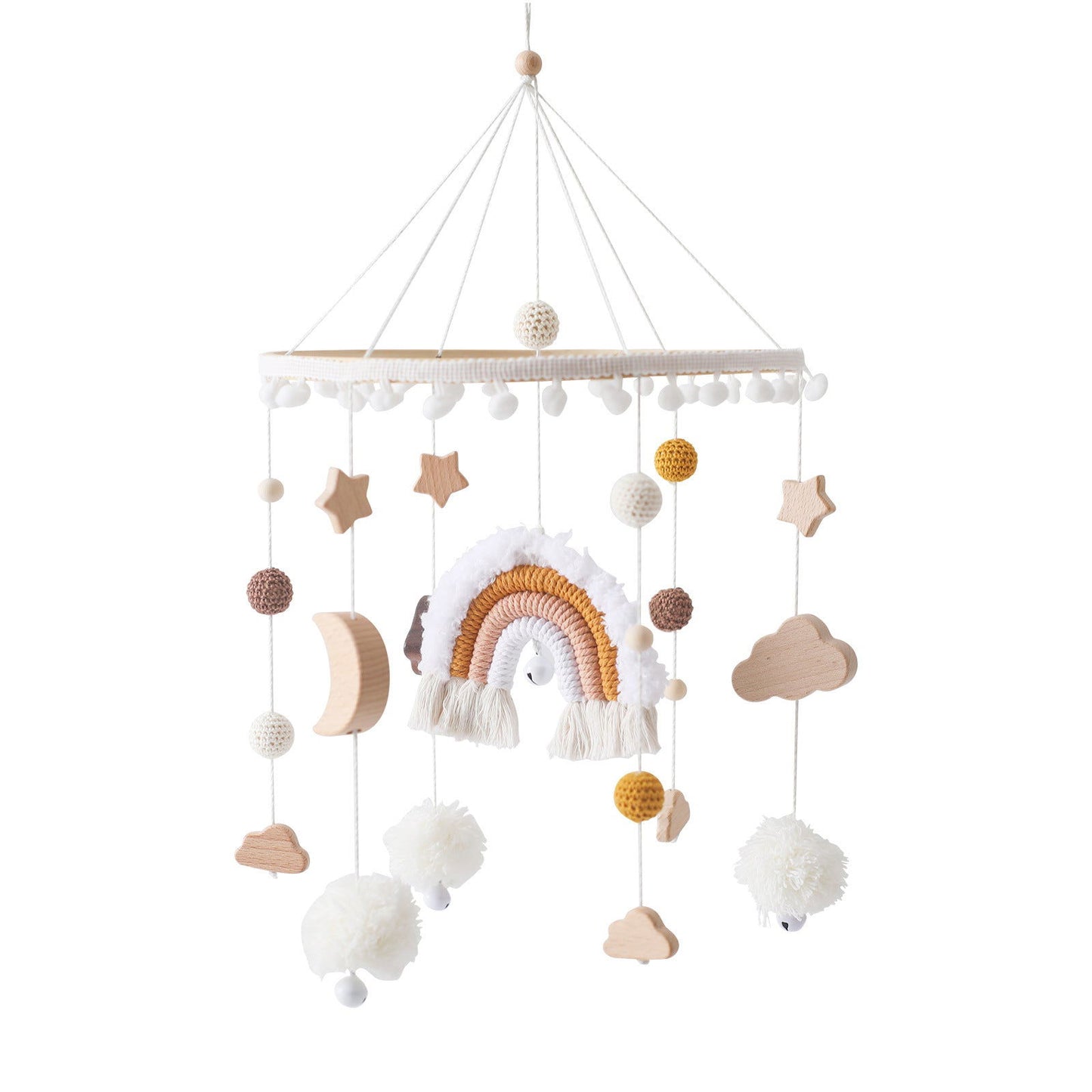 Nordic Style Children&#039;s Room Crochet Ornaments Newborn Baby Crib Ornaments Hand Eye Coordination Crochet Doll Bed Bell - DigiVirt