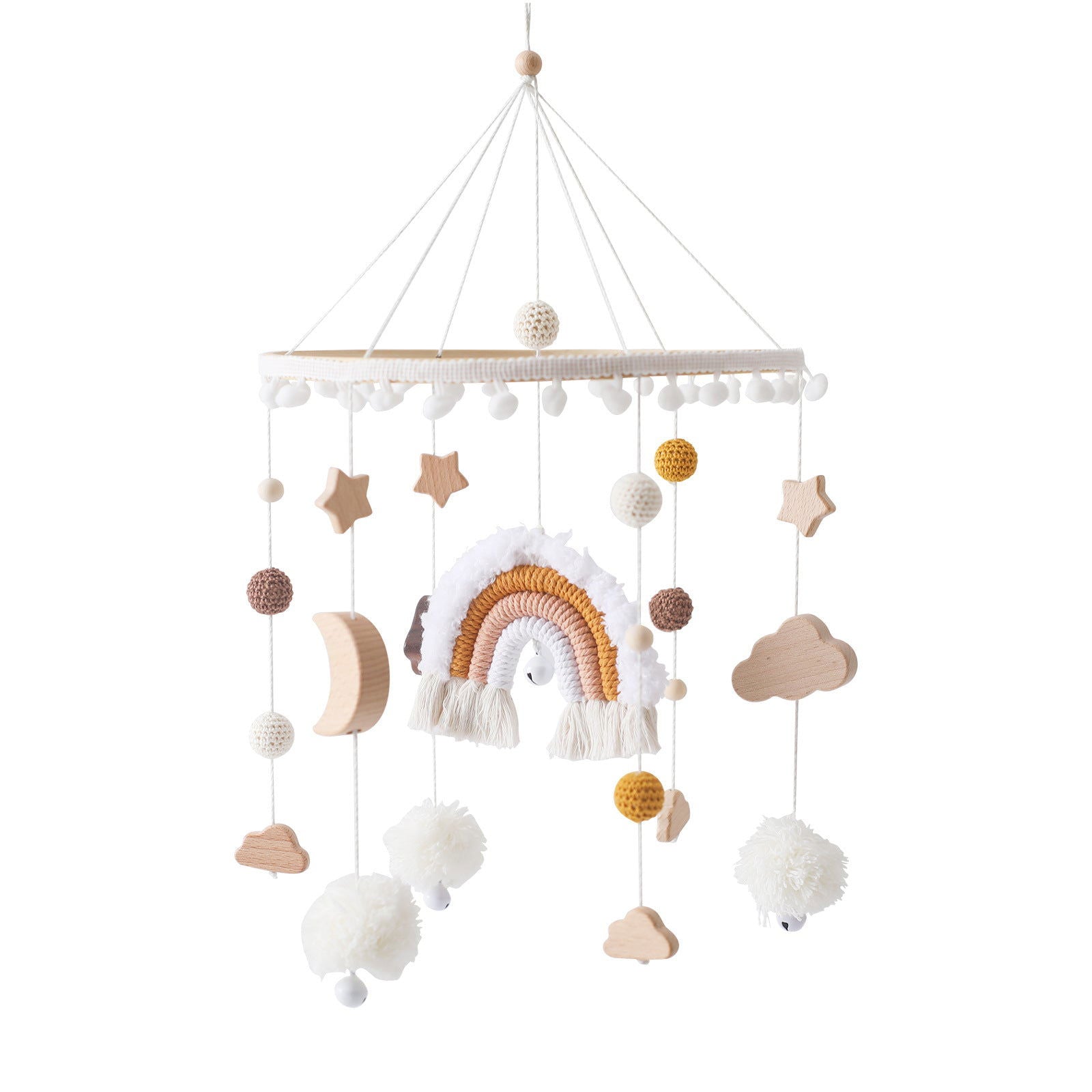 Nordic Style Children&#039;s Room Crochet Ornaments Newborn Baby Crib Ornaments Hand Eye Coordination Crochet Doll Bed Bell - DigiVirt