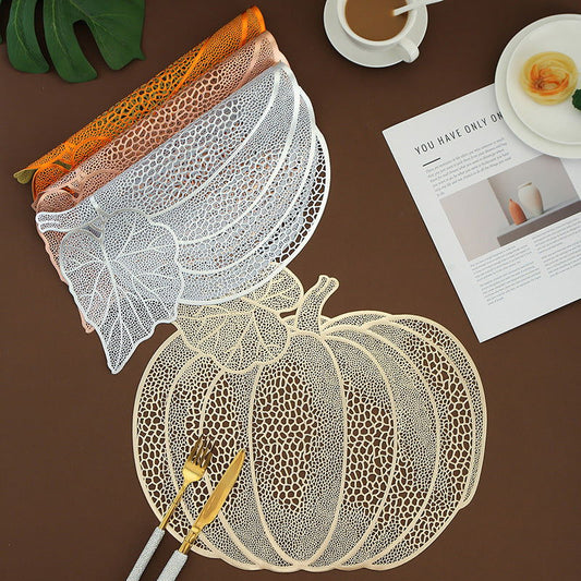 Nordic Style Placemat Hollow PVC Pumpkin Decorative Western Placemat Ins Style Food Grade Waterproof Non-Slip Table Mat - DigiVirt