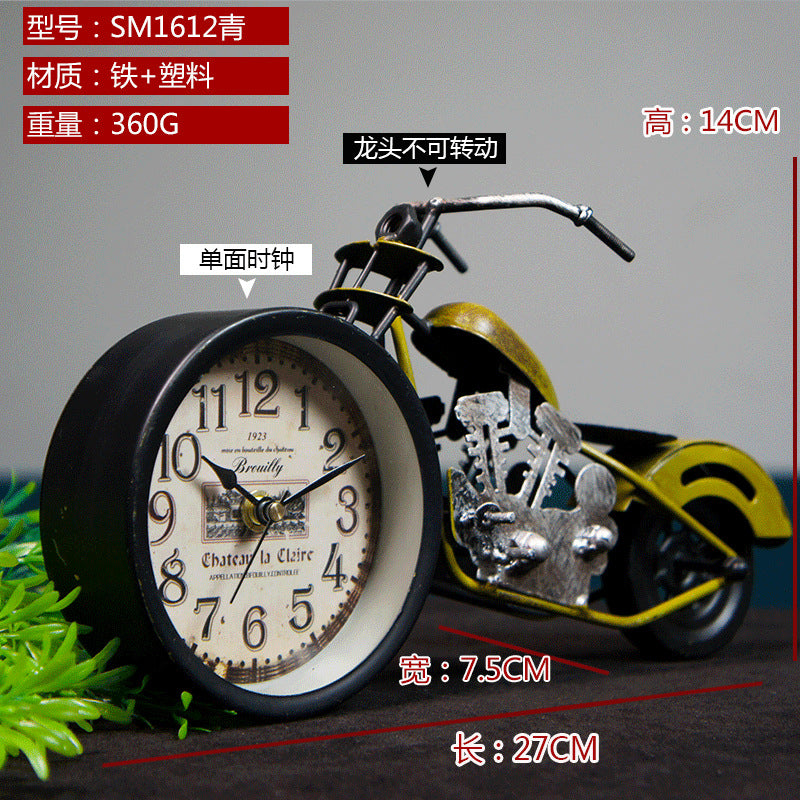 Retro Motorcycle Model Clock Metal Handmade DIY Personalized Send Children Classmates Friends Old Master