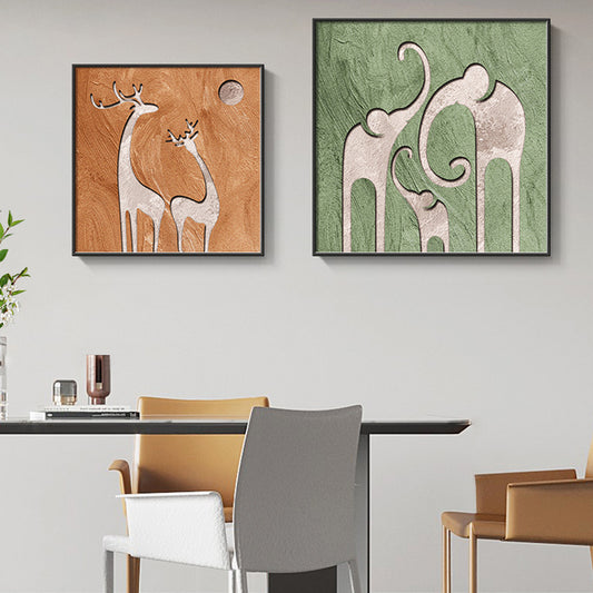 Modern Minimalist Restaurant Decorative Painting Elephant Dining Room Hanging Painting Elk Living Room Sofa Background Combination Painting