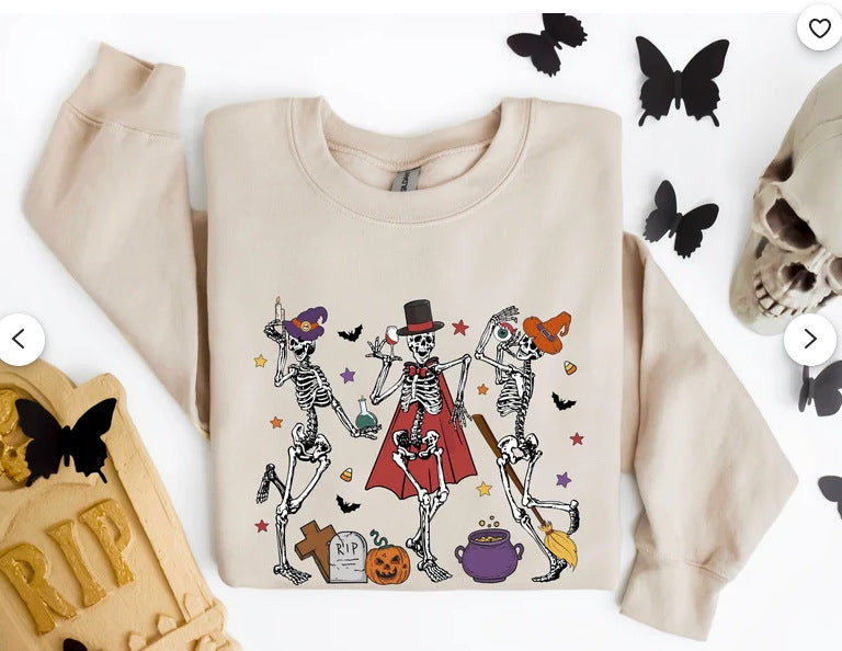 Halloween Personality Printed Fashion Sweatshirt Loose Size Women