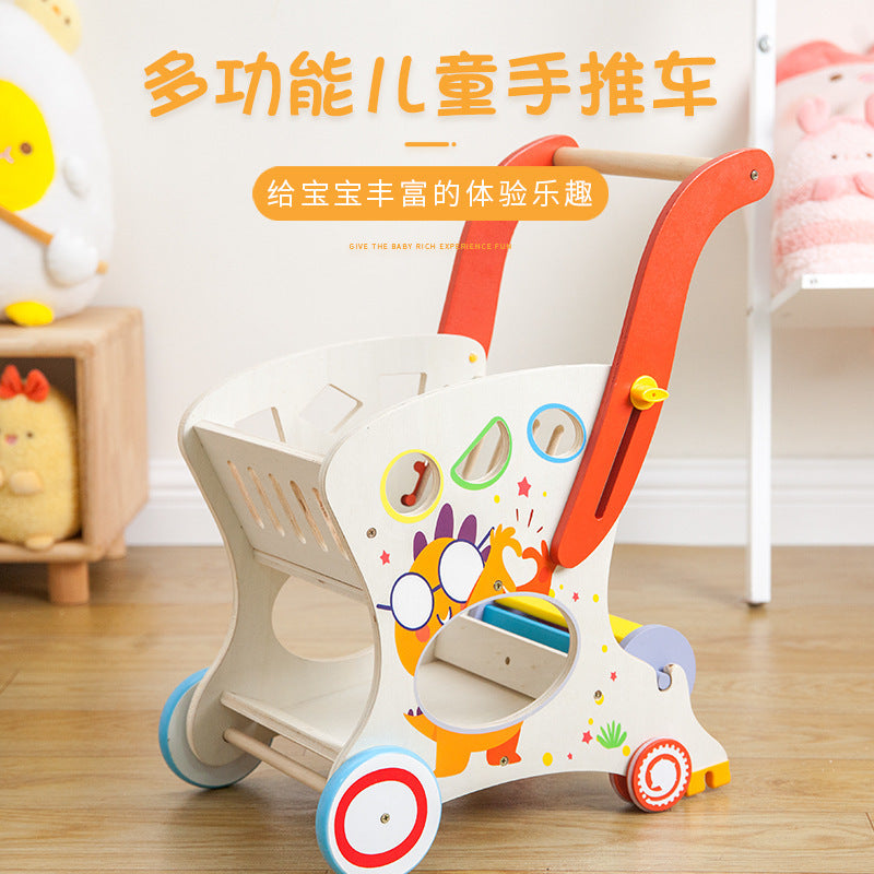 New Children's Educational Early Education Walkers Trolley Baby Walking Trolley Shopping Trolley Wooden Toys