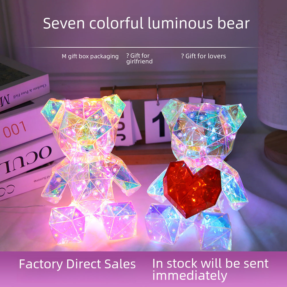 Colorful Bear Birthday Gift Diy Decoration Valentine's Day Gift Bear Night Light