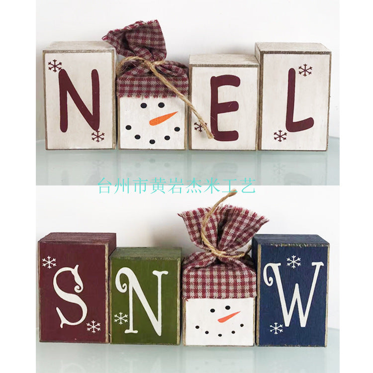 Wooden Crafts Wooden Christmas Letter Combination Decorative Ornaments