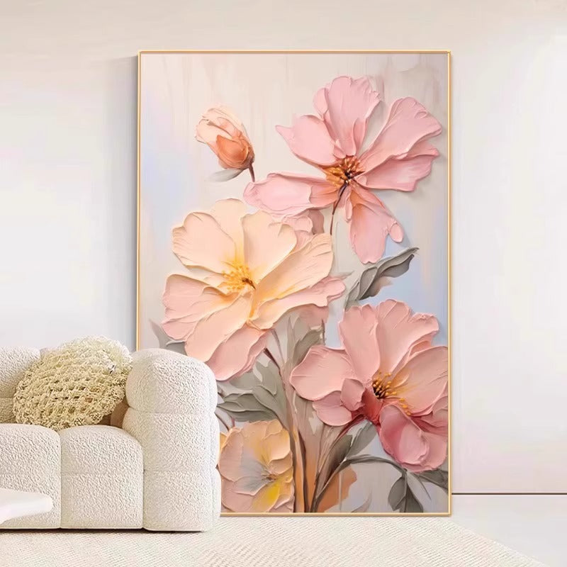 Cream Style Flower Living Room Decorative Painting Advanced Sense Mural Sofa Background Wall Hanging Painting 2024 Entrance Corridor Aisle