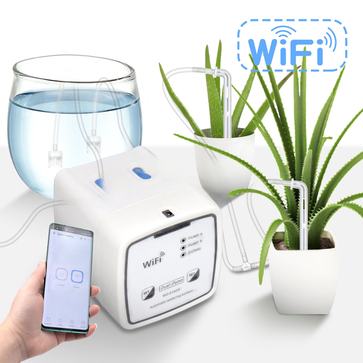 WIFI Smart Double Pump Automatic Watering Device Mobile Phone Remote Control Watering Device Balcony Flower Gardening Potted Irrigation