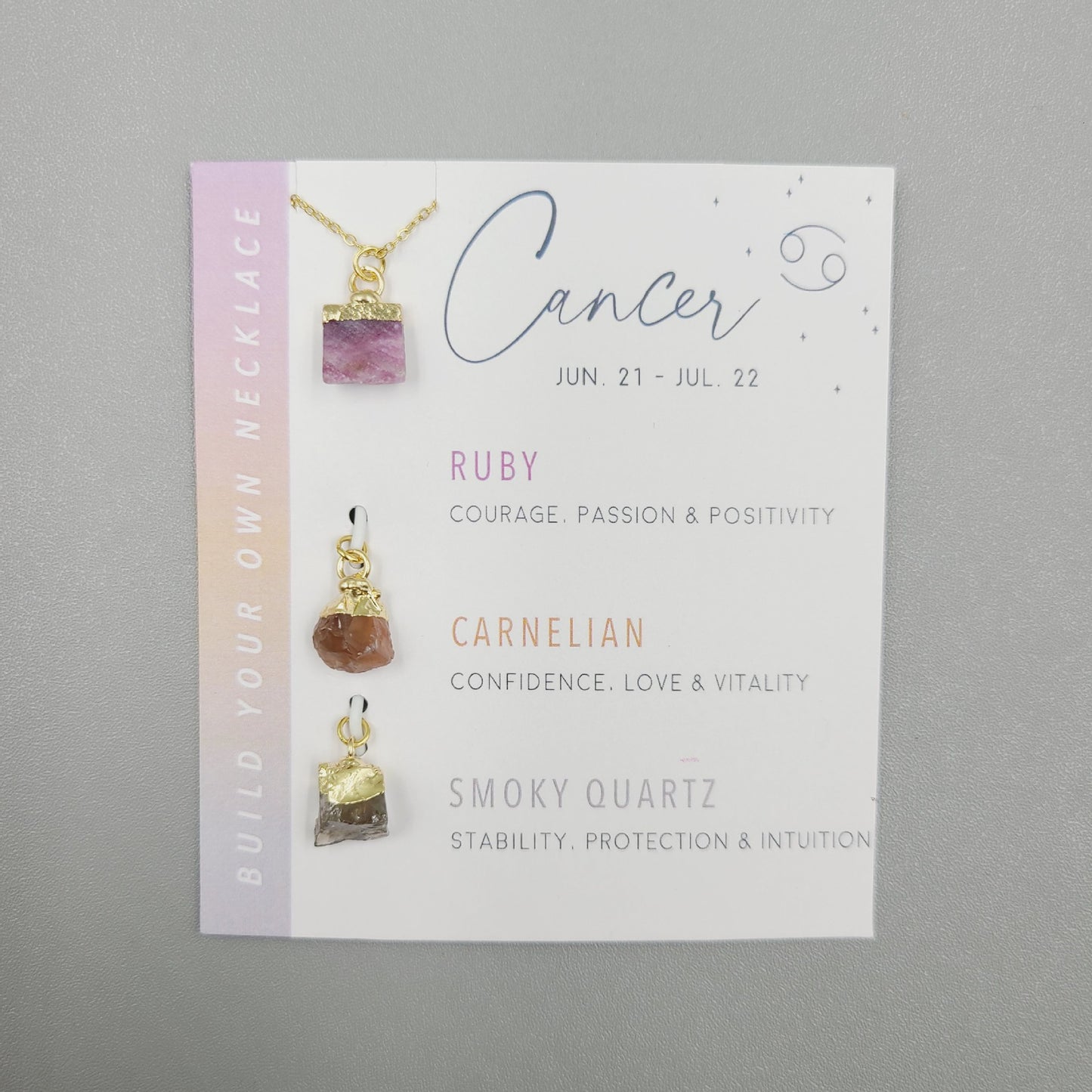 Personalized Gift Natural Stone Crystal Set Necklace Card Stainless Steel Birthstone Charm Twelve Constellations Necklace