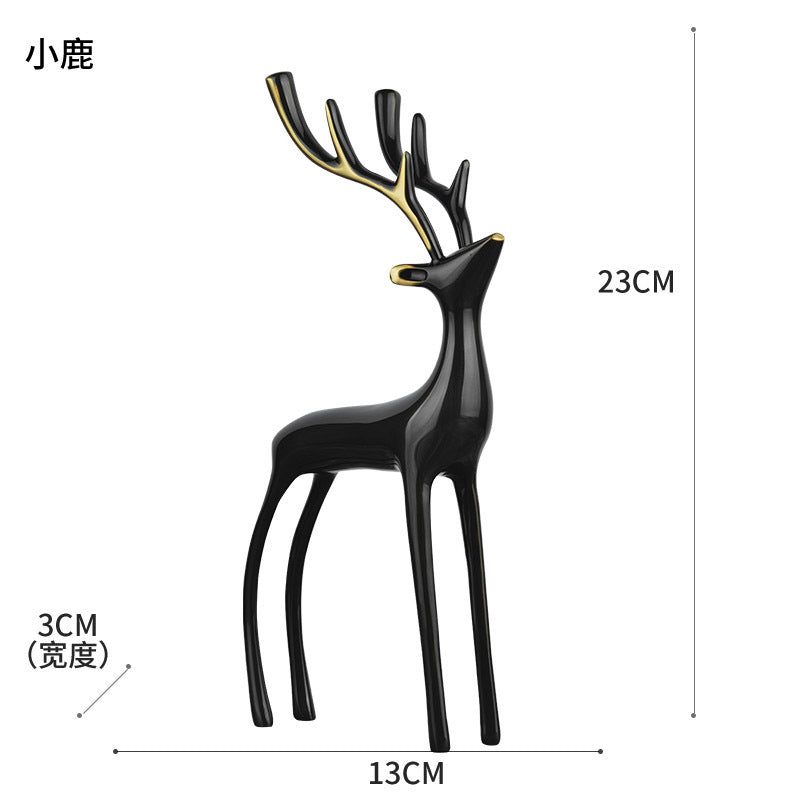 Brass Deer Home Decoration Bedroom Desk Hallway Deer Decoration Model Room Light Luxury Deer Decoration