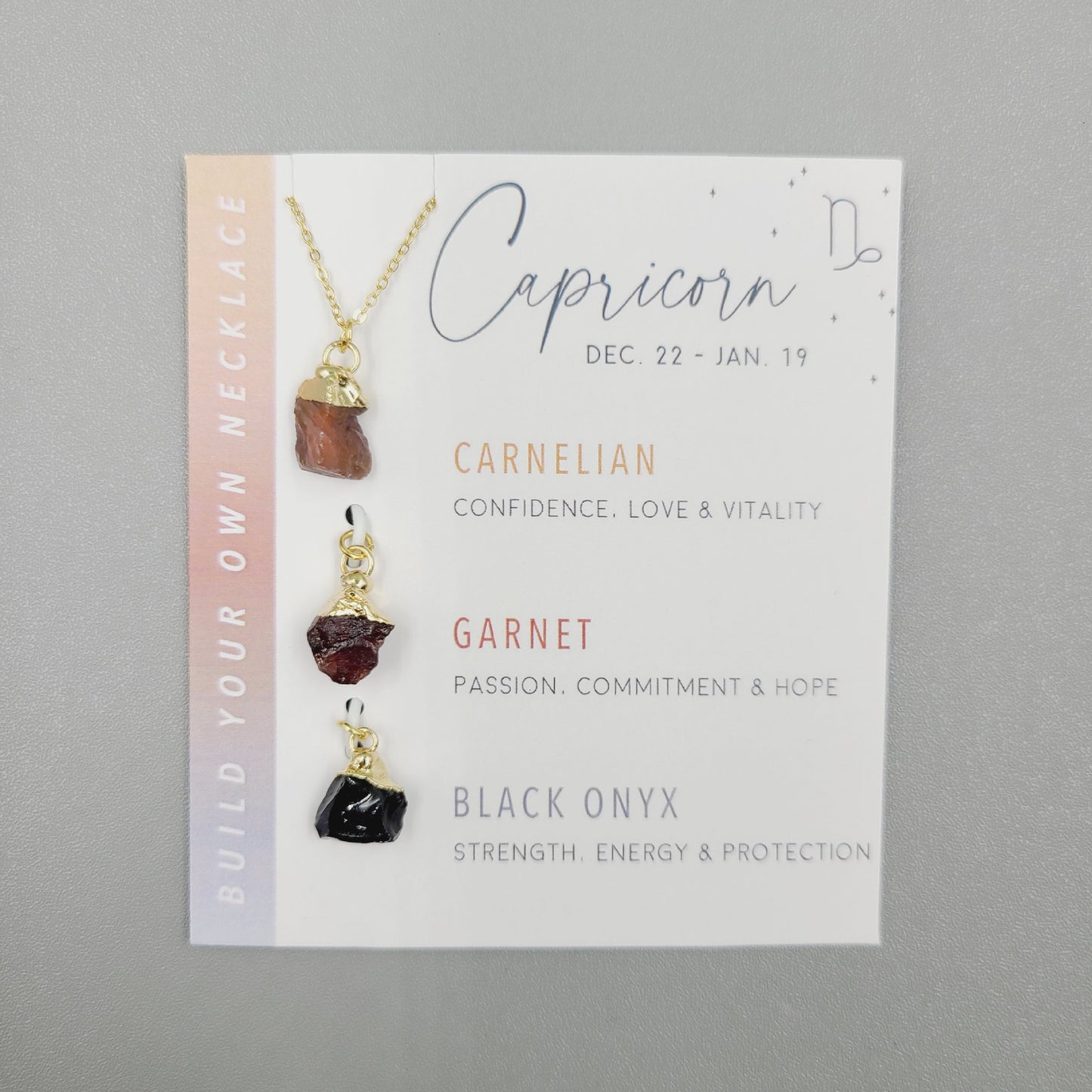 Personalized Gift Natural Stone Crystal Set Necklace Card Stainless Steel Birthstone Charm Twelve Constellations Necklace